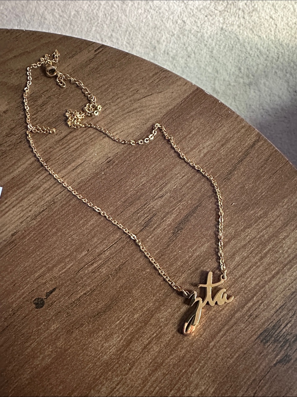 Gold 'ZTA” Zeta Tau Alpha Sorority Script Necklace - Women's Jewelry